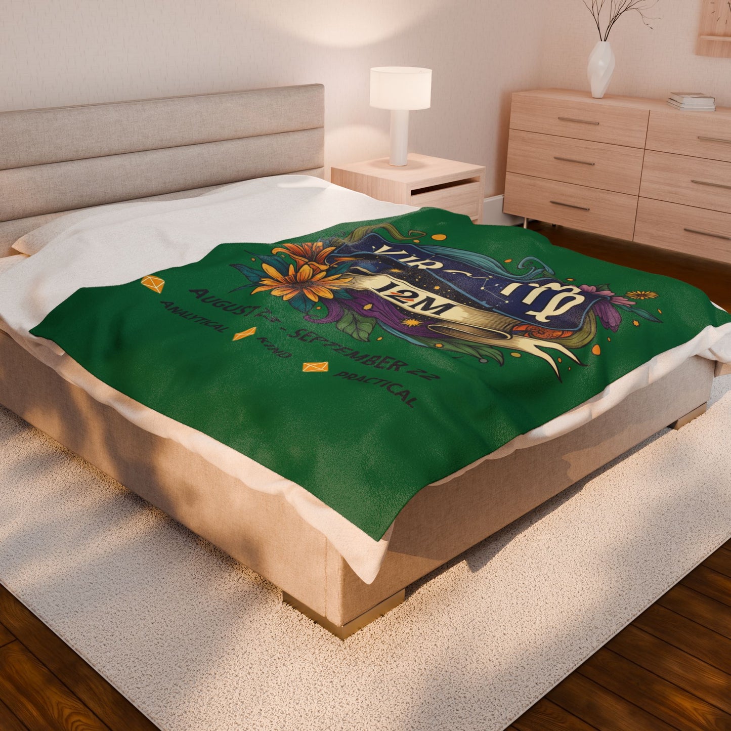 Virgo Zodiac Velveteen Plush Blanket, Astrology Gift, Cozy Throw for Virgo, Birthday or Zodiac Decor, Soft Blanket, Personalized Gift