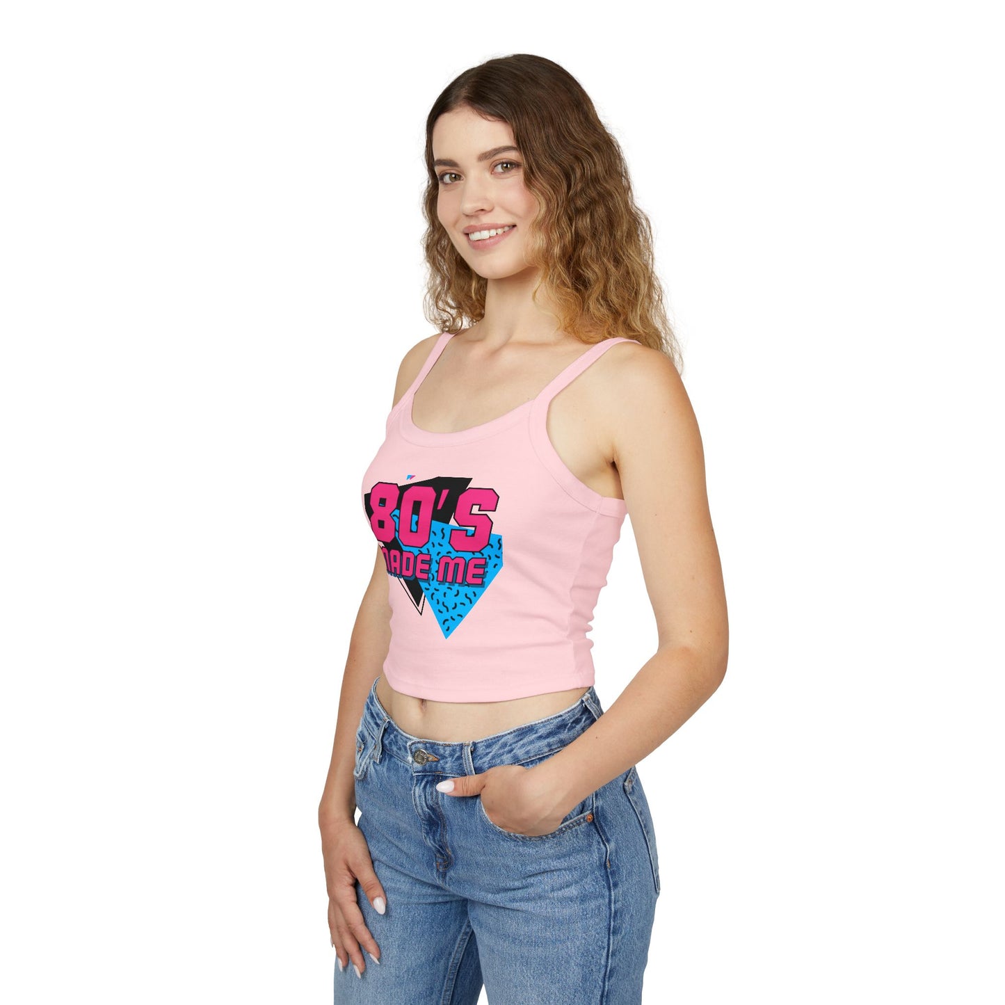 Retro 80's Made Me Spaghetti Strap Tank Top, 80s Party Wear, Summer Top, Vintage Style, Gift for Nostalgia Lovers