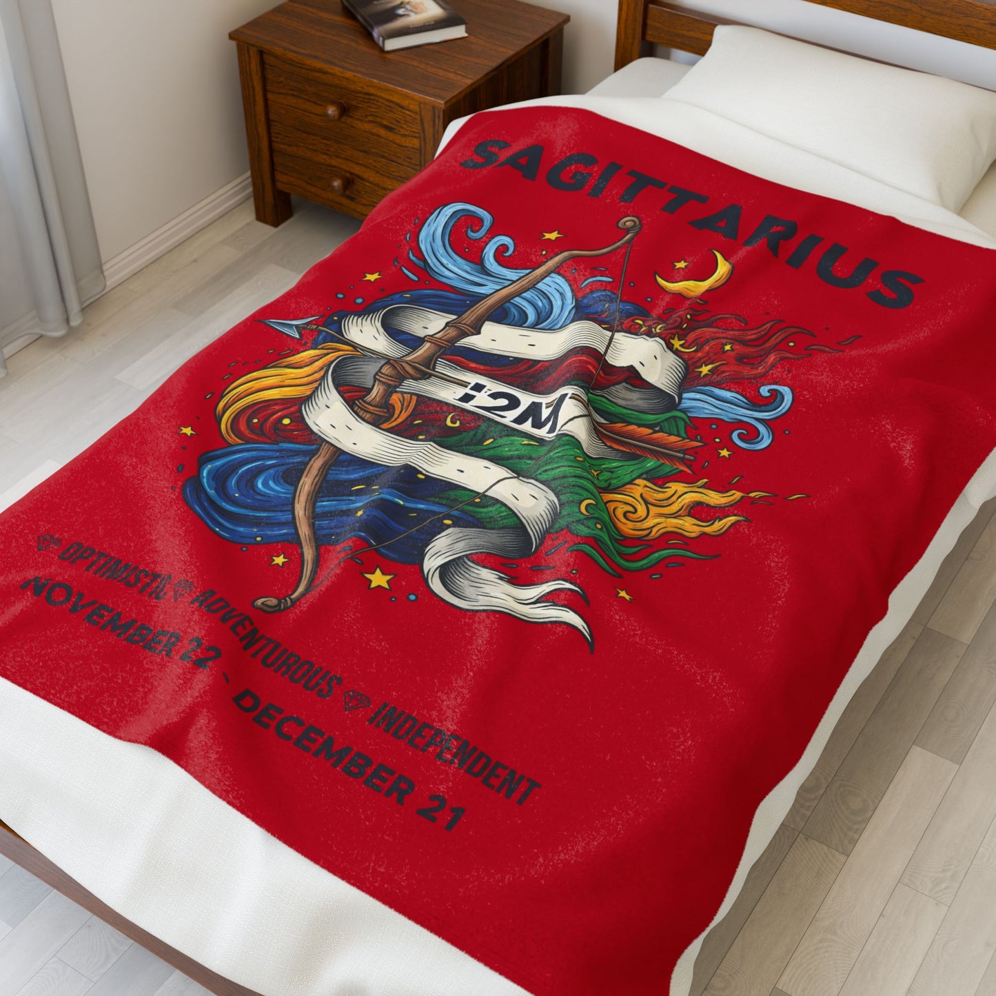Sagittarius Velveteen Plush Blanket, Cozy Zodiac Throw, Astrology Gift, November Birthday Decor, Celestial Home Blanket