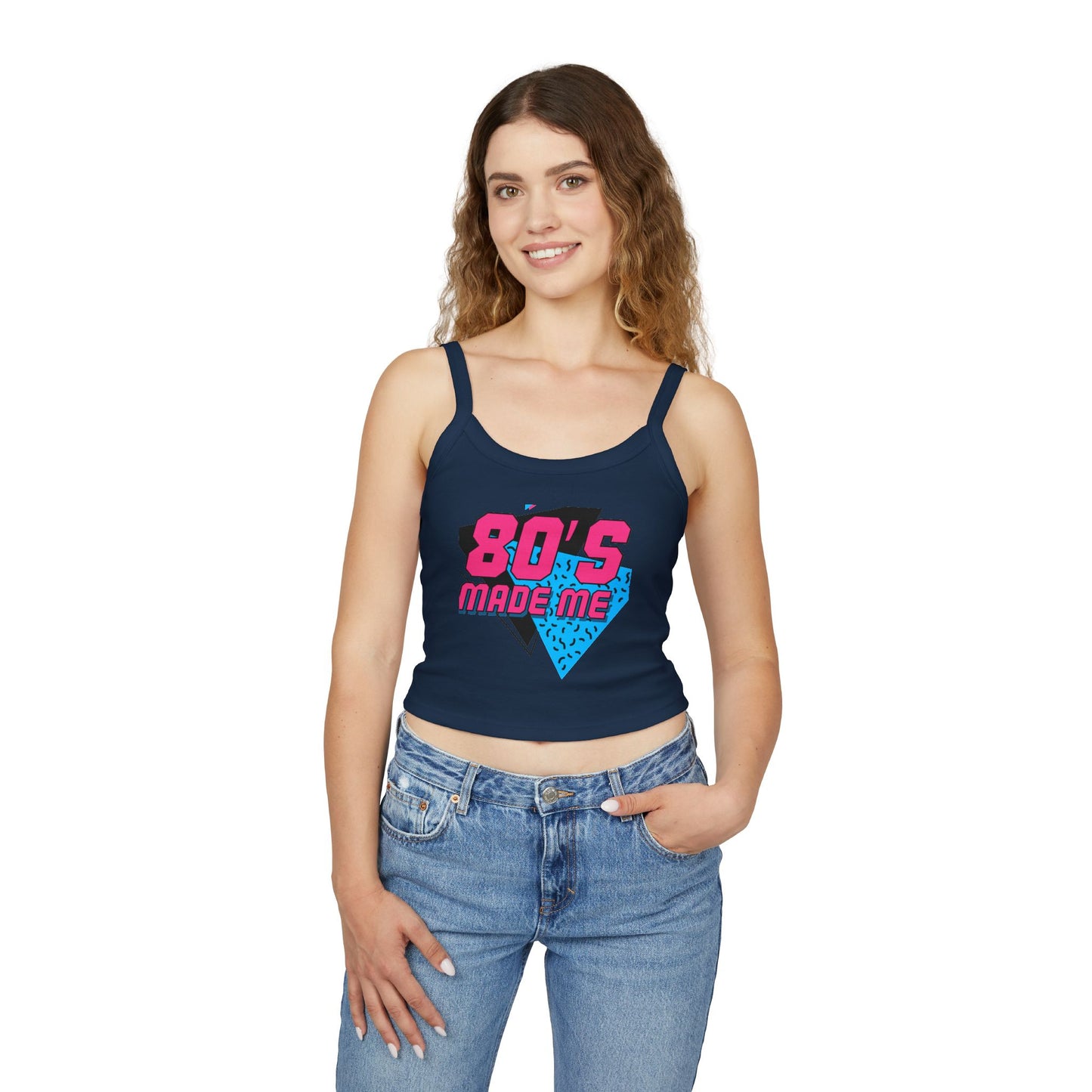 Retro 80's Made Me Spaghetti Strap Tank Top, 80s Party Wear, Summer Top, Vintage Style, Gift for Nostalgia Lovers