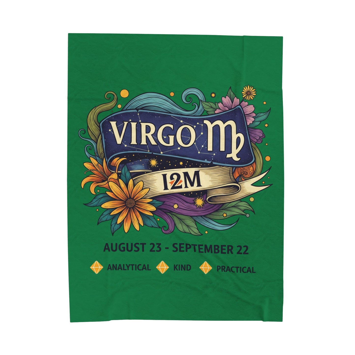 Virgo Zodiac Velveteen Plush Blanket, Astrology Gift, Cozy Throw for Virgo, Birthday or Zodiac Decor, Soft Blanket, Personalized Gift