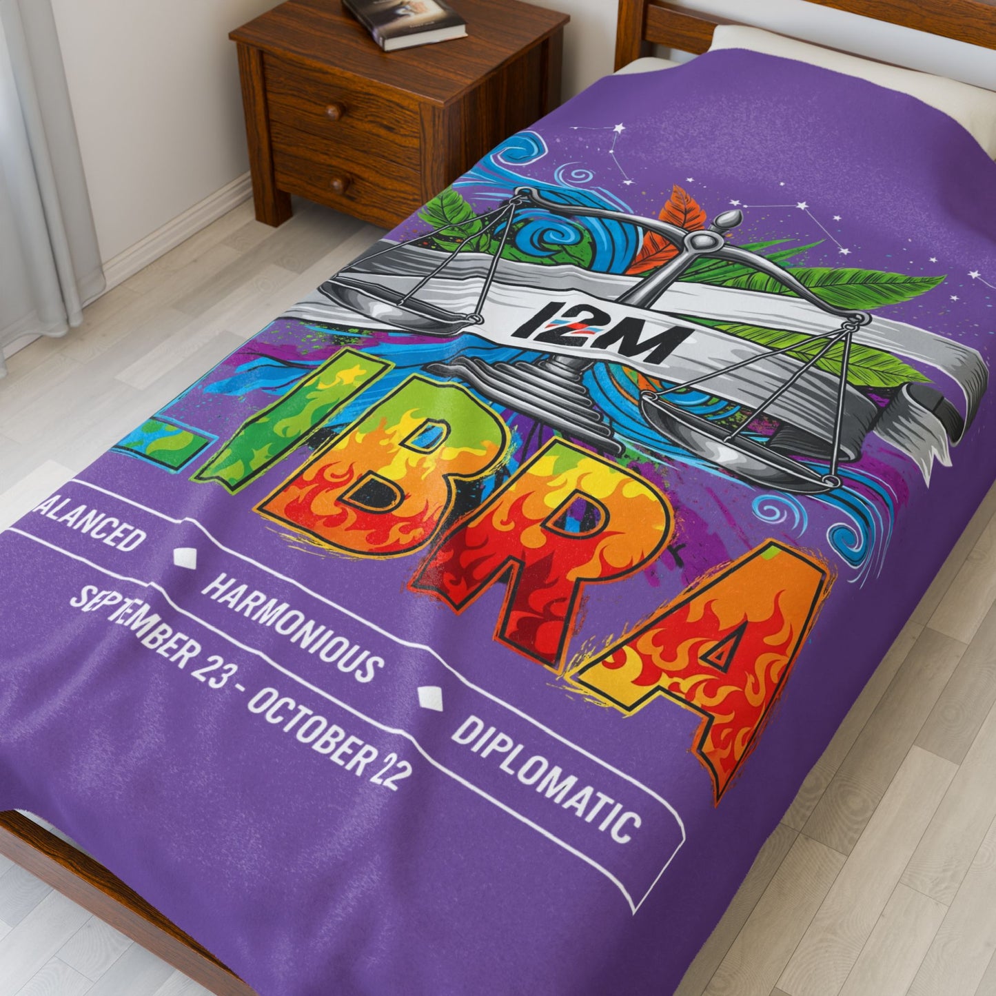 Libra Velveteen Plush Blanket, Cozy Astrology Throw, Gift for Zodiac Lovers, Personalized Home Décor, Libra Season Gift