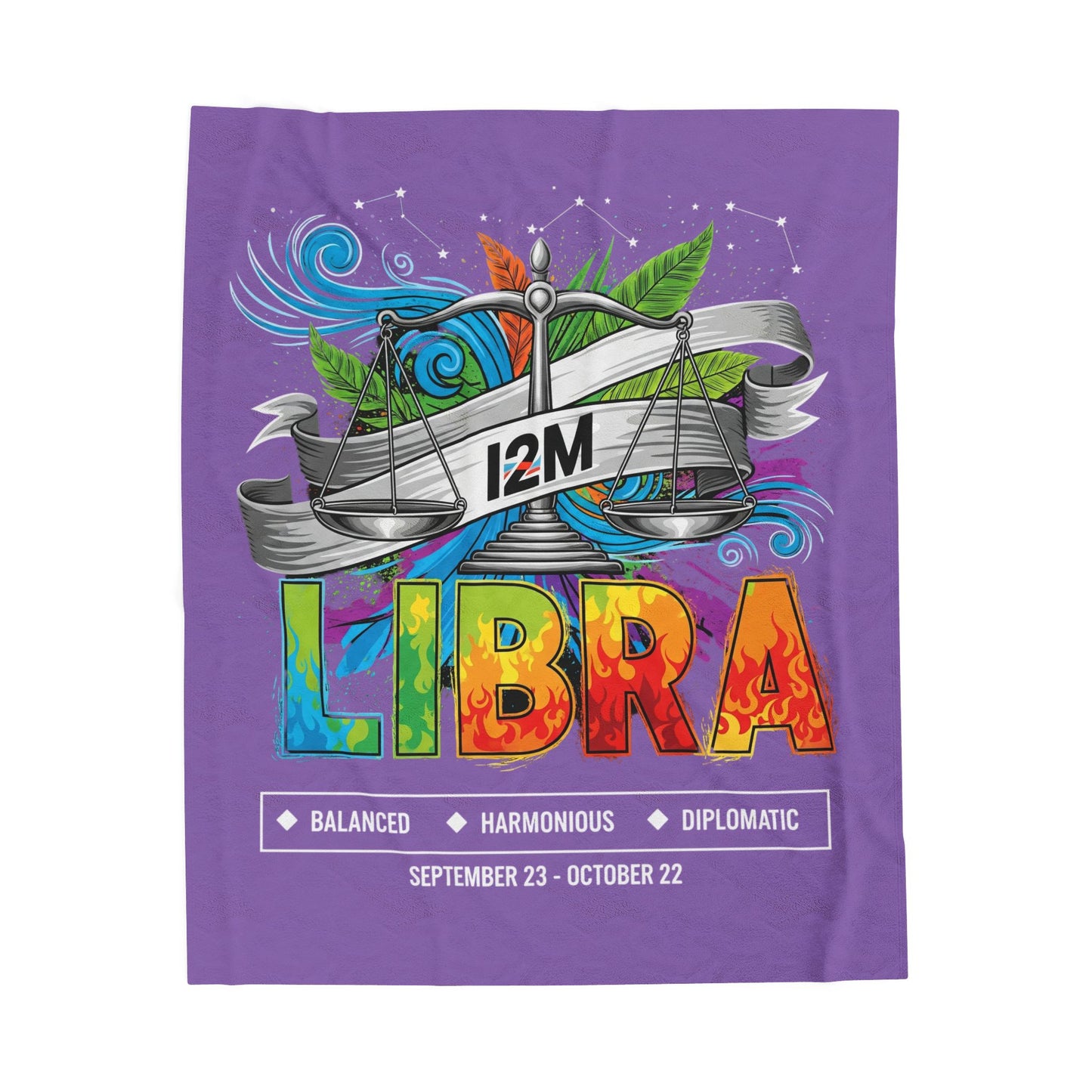 Libra Velveteen Plush Blanket, Cozy Astrology Throw, Gift for Zodiac Lovers, Personalized Home Décor, Libra Season Gift