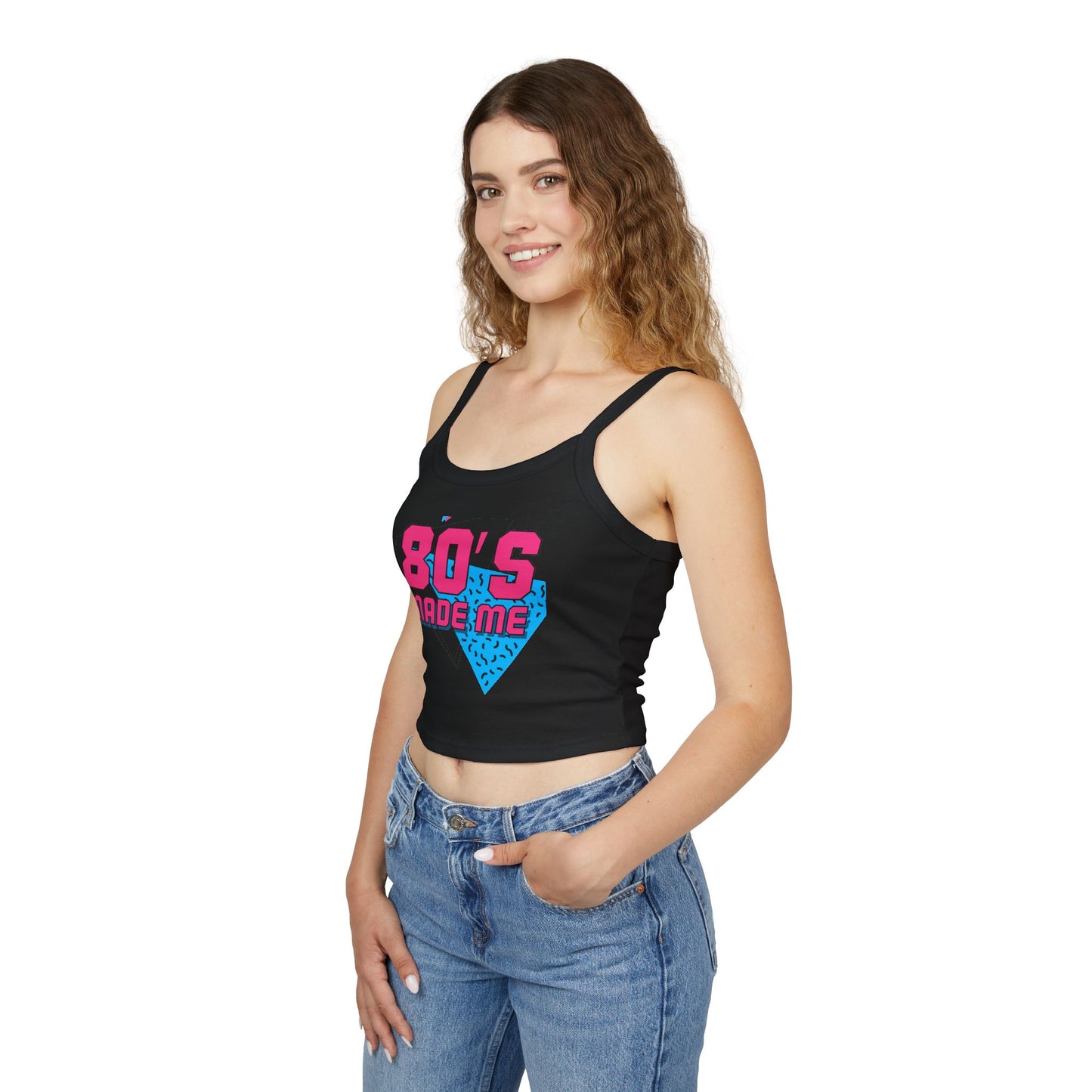 Retro 80's Made Me Spaghetti Strap Tank Top, 80s Party Wear, Summer Top, Vintage Style, Gift for Nostalgia Lovers