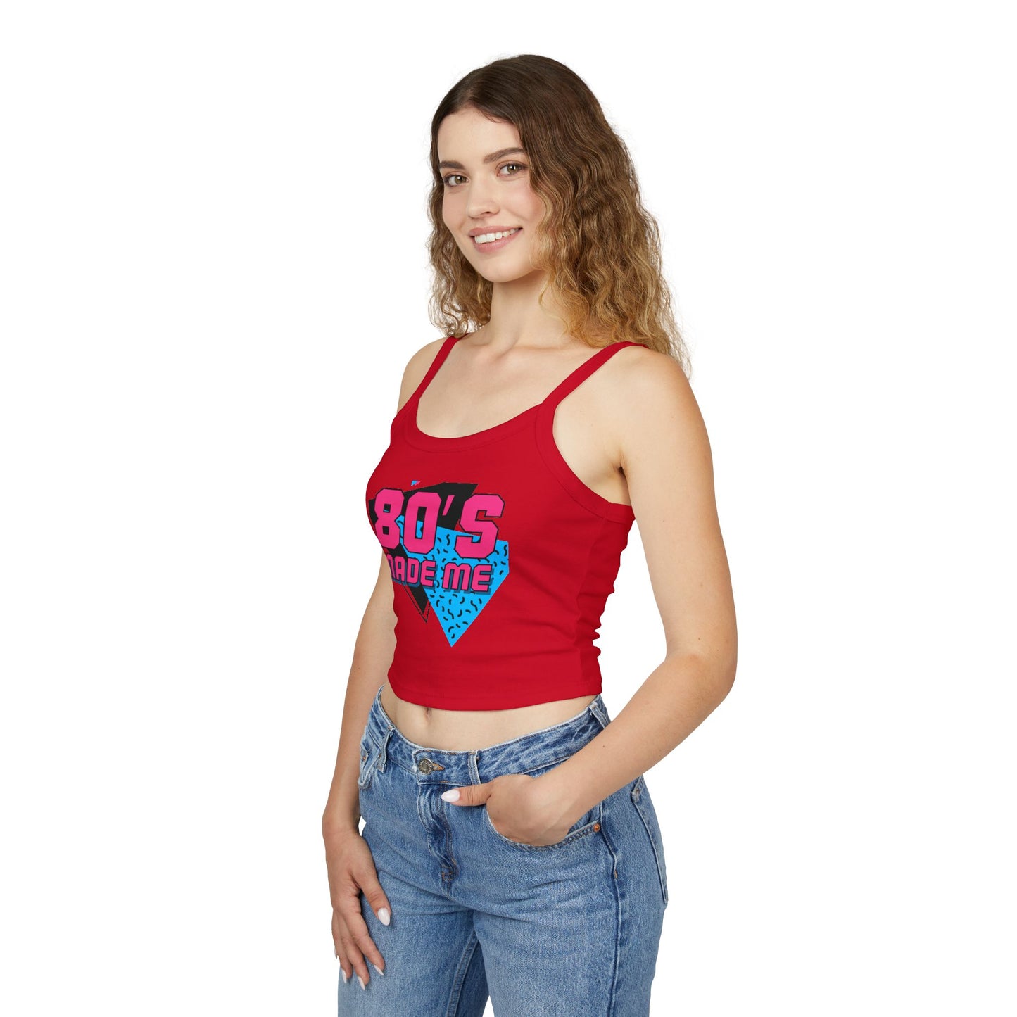 Retro 80's Made Me Spaghetti Strap Tank Top, 80s Party Wear, Summer Top, Vintage Style, Gift for Nostalgia Lovers