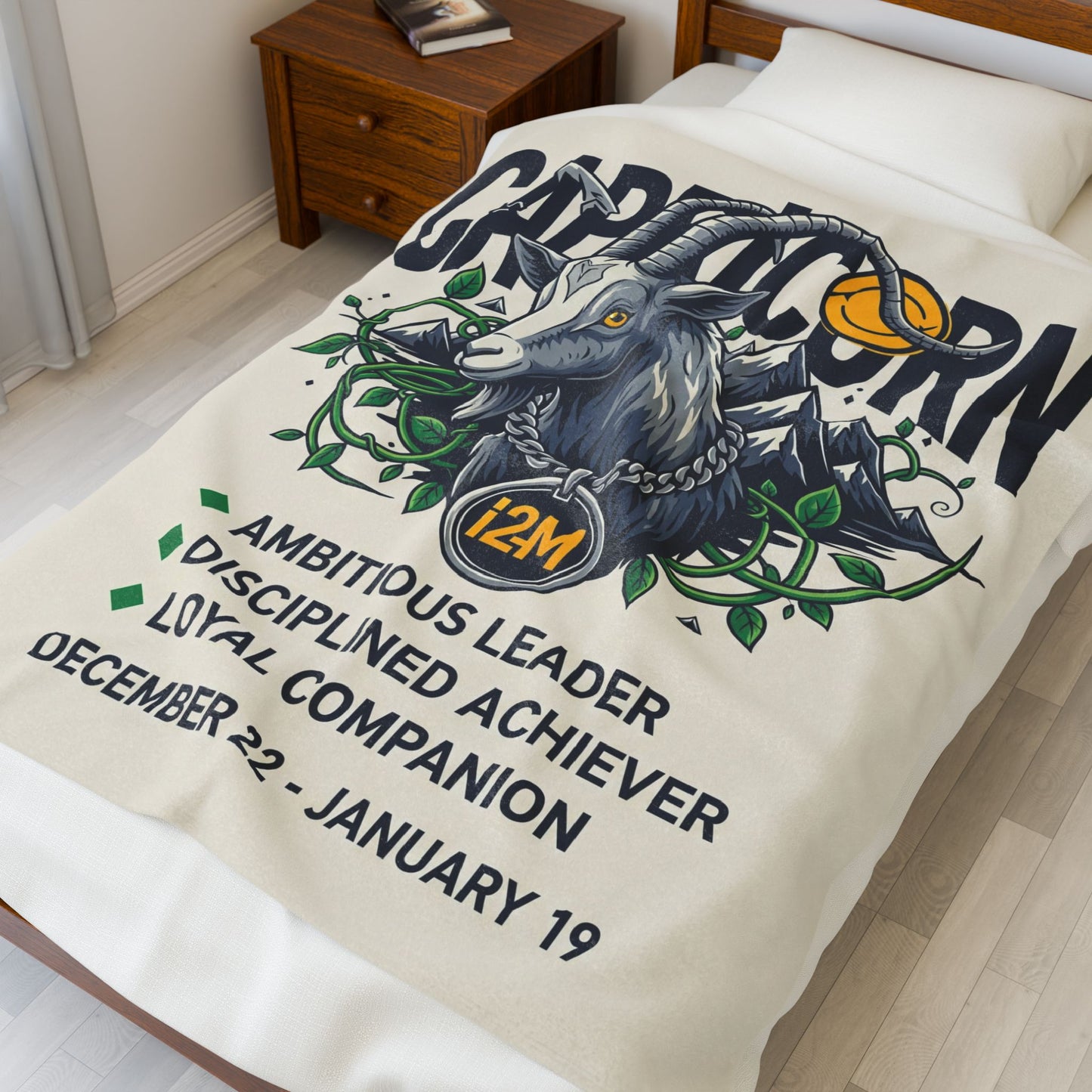 Cozy Capricorn Velveteen Plush Blanket | Astrology Gift, Zodiac Decor, Home Warmth, Birthday Present, Snuggly Throws