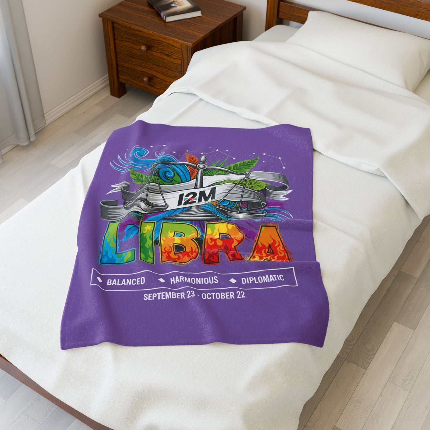 Libra Velveteen Plush Blanket, Cozy Astrology Throw, Gift for Zodiac Lovers, Personalized Home Décor, Libra Season Gift