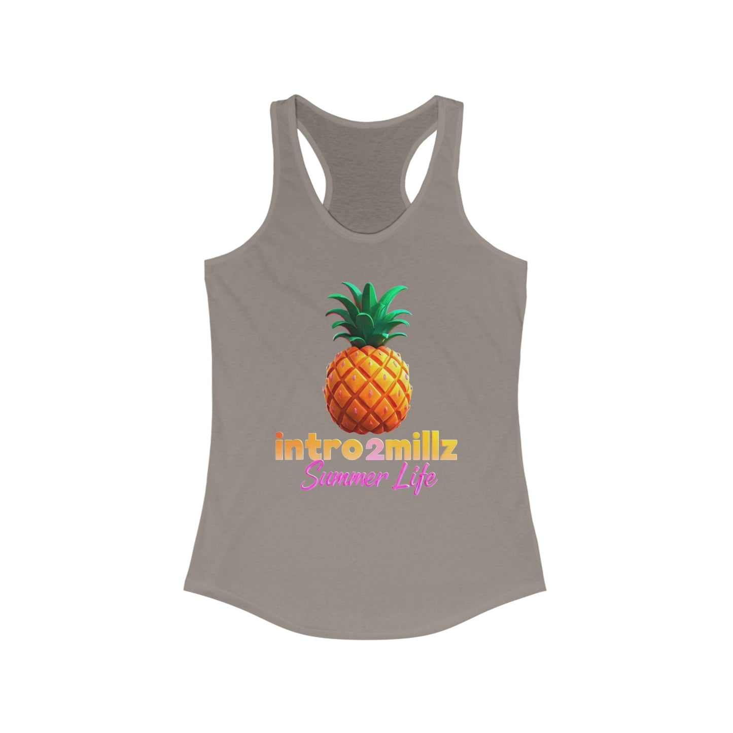 Summer Vibes Racerback Tank, Casual Summer Top, Women's Summer Tank, Cool Graphic Tee, Pineapple Print Shirt, Vacation Essential