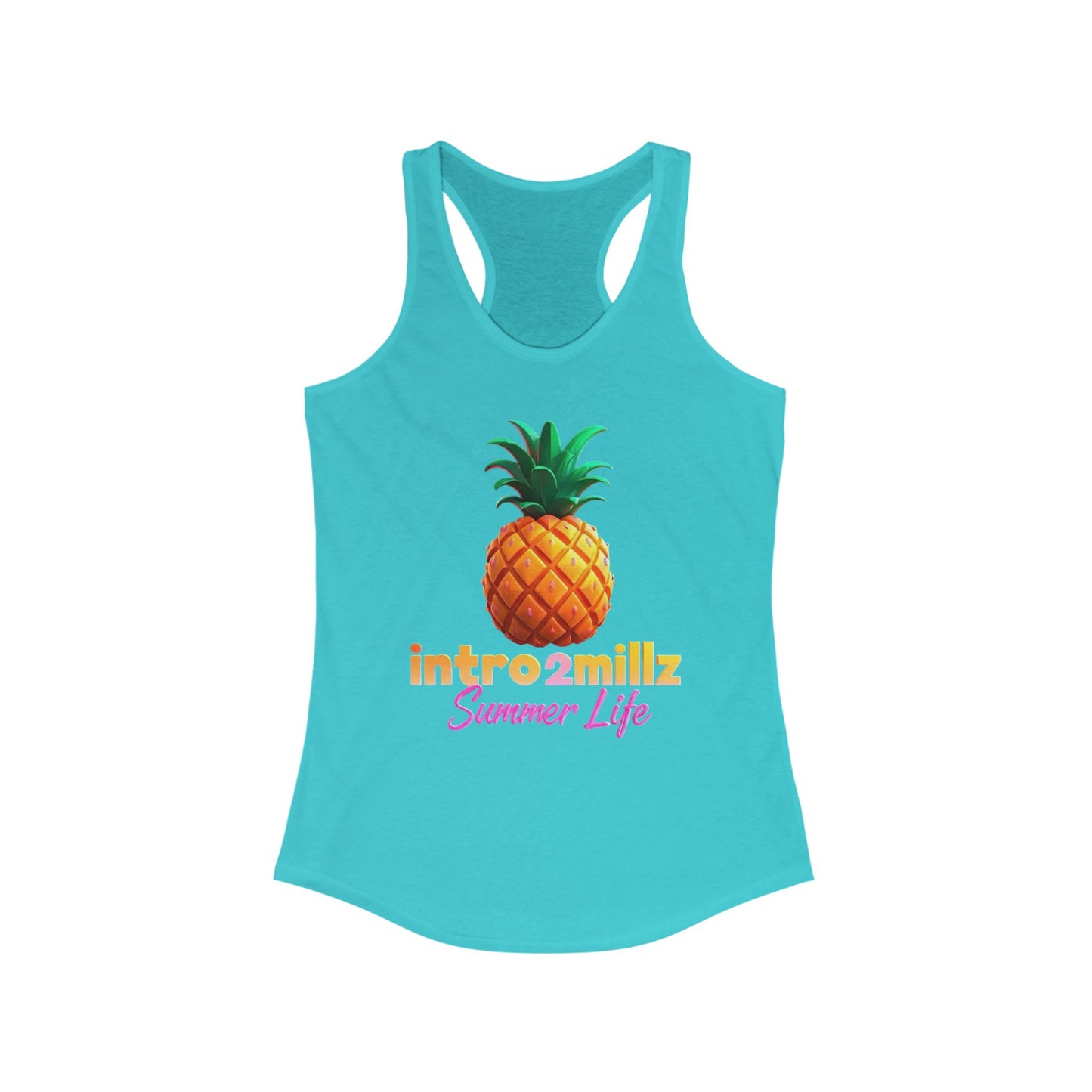 Summer Vibes Racerback Tank, Casual Summer Top, Women's Summer Tank, Cool Graphic Tee, Pineapple Print Shirt, Vacation Essential