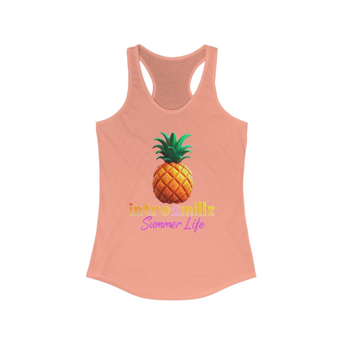 Summer Vibes Racerback Tank, Casual Summer Top, Women's Summer Tank, Cool Graphic Tee, Pineapple Print Shirt, Vacation Essential