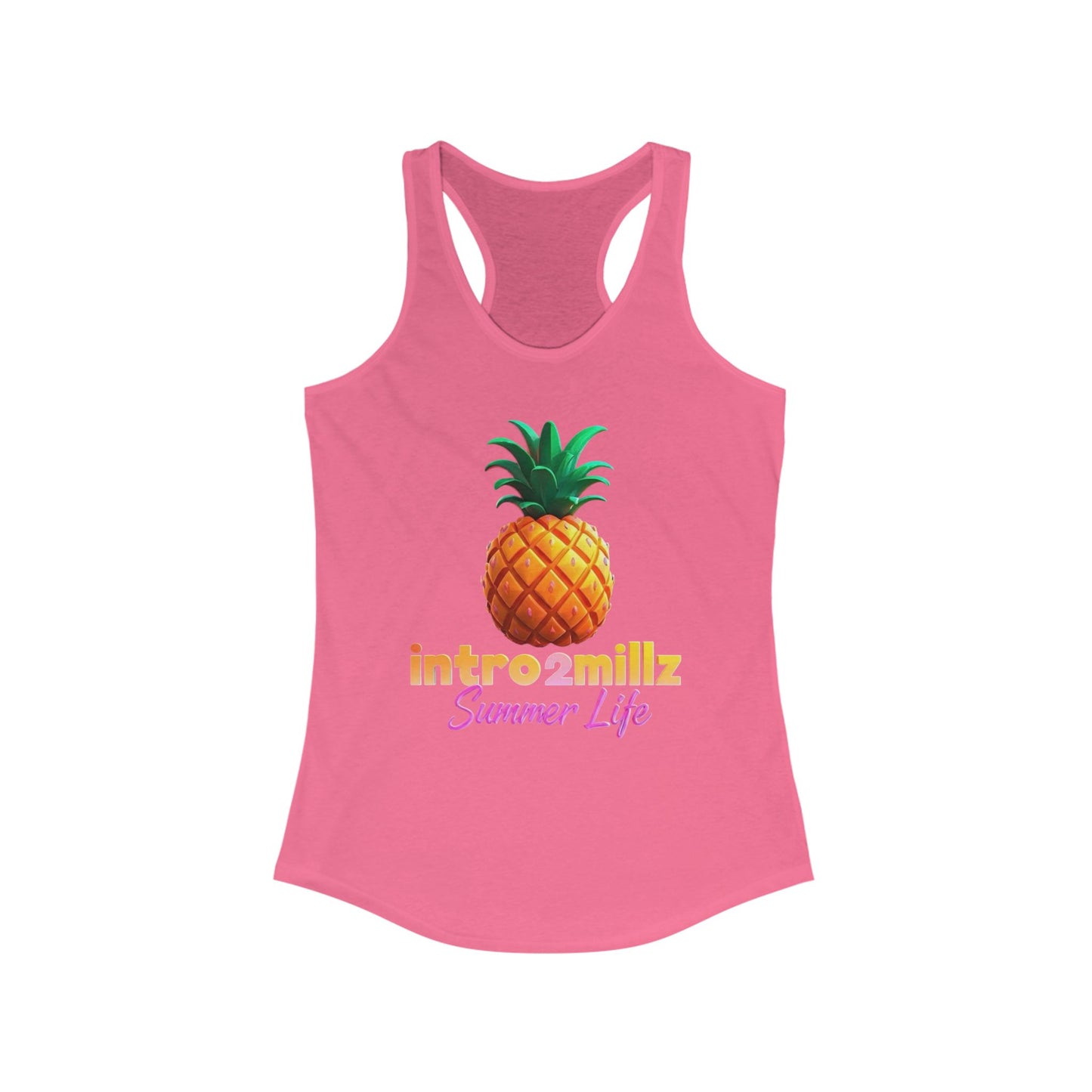 Summer Vibes Racerback Tank, Casual Summer Top, Women's Summer Tank, Cool Graphic Tee, Pineapple Print Shirt, Vacation Essential