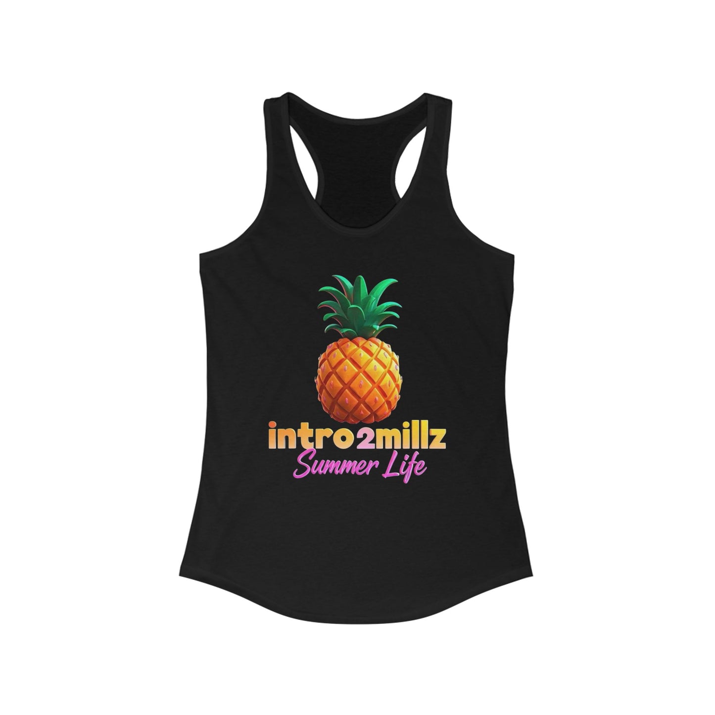 Summer Vibes Racerback Tank, Casual Summer Top, Women's Summer Tank, Cool Graphic Tee, Pineapple Print Shirt, Vacation Essential