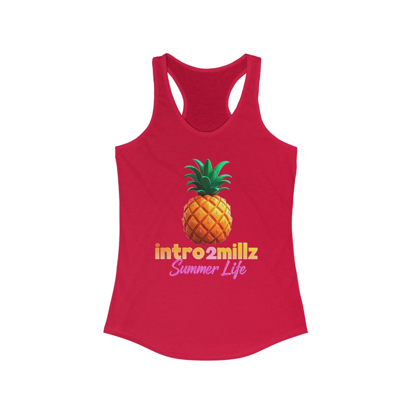 Summer Vibes Racerback Tank, Casual Summer Top, Women's Summer Tank, Cool Graphic Tee, Pineapple Print Shirt, Vacation Essential