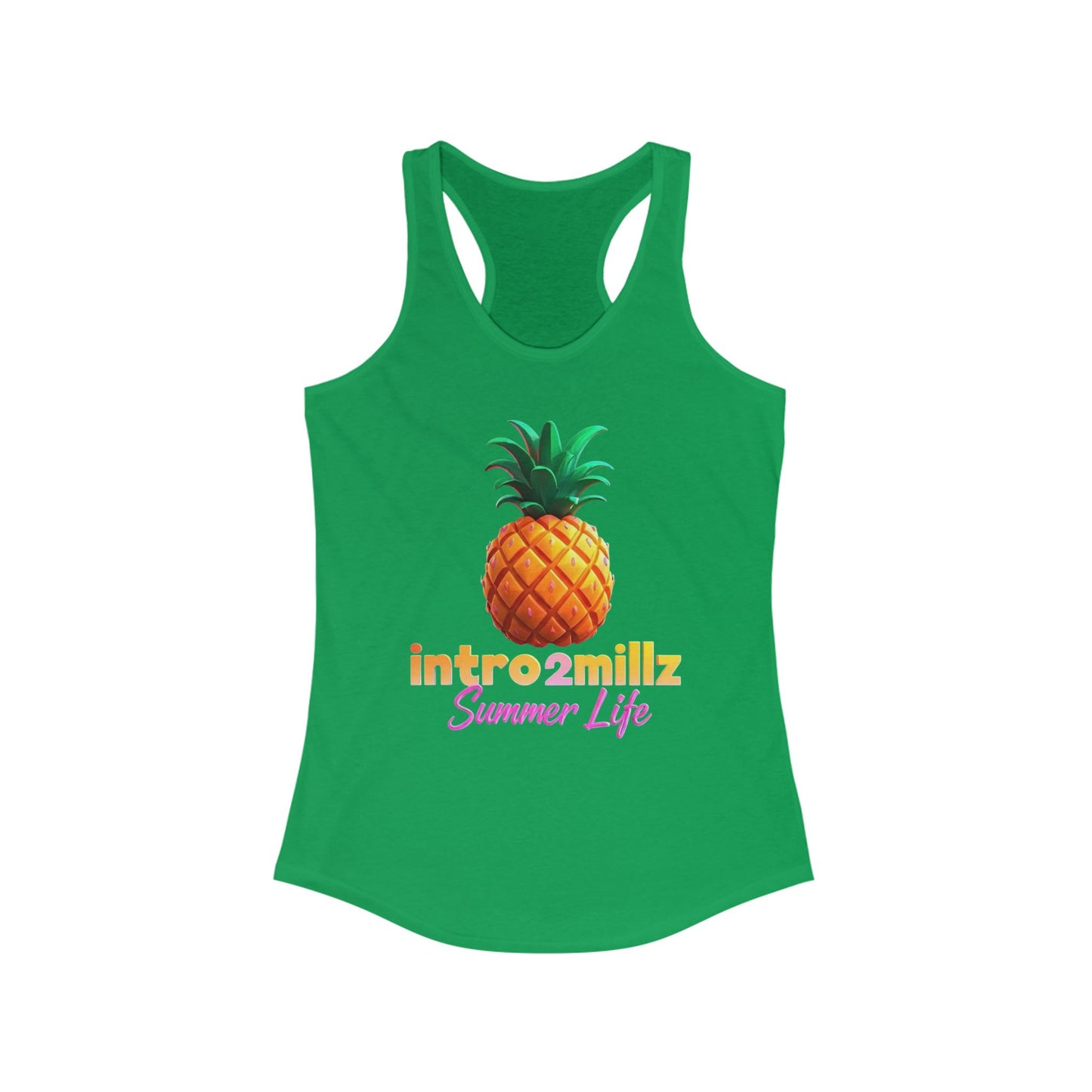 Summer Vibes Racerback Tank, Casual Summer Top, Women's Summer Tank, Cool Graphic Tee, Pineapple Print Shirt, Vacation Essential