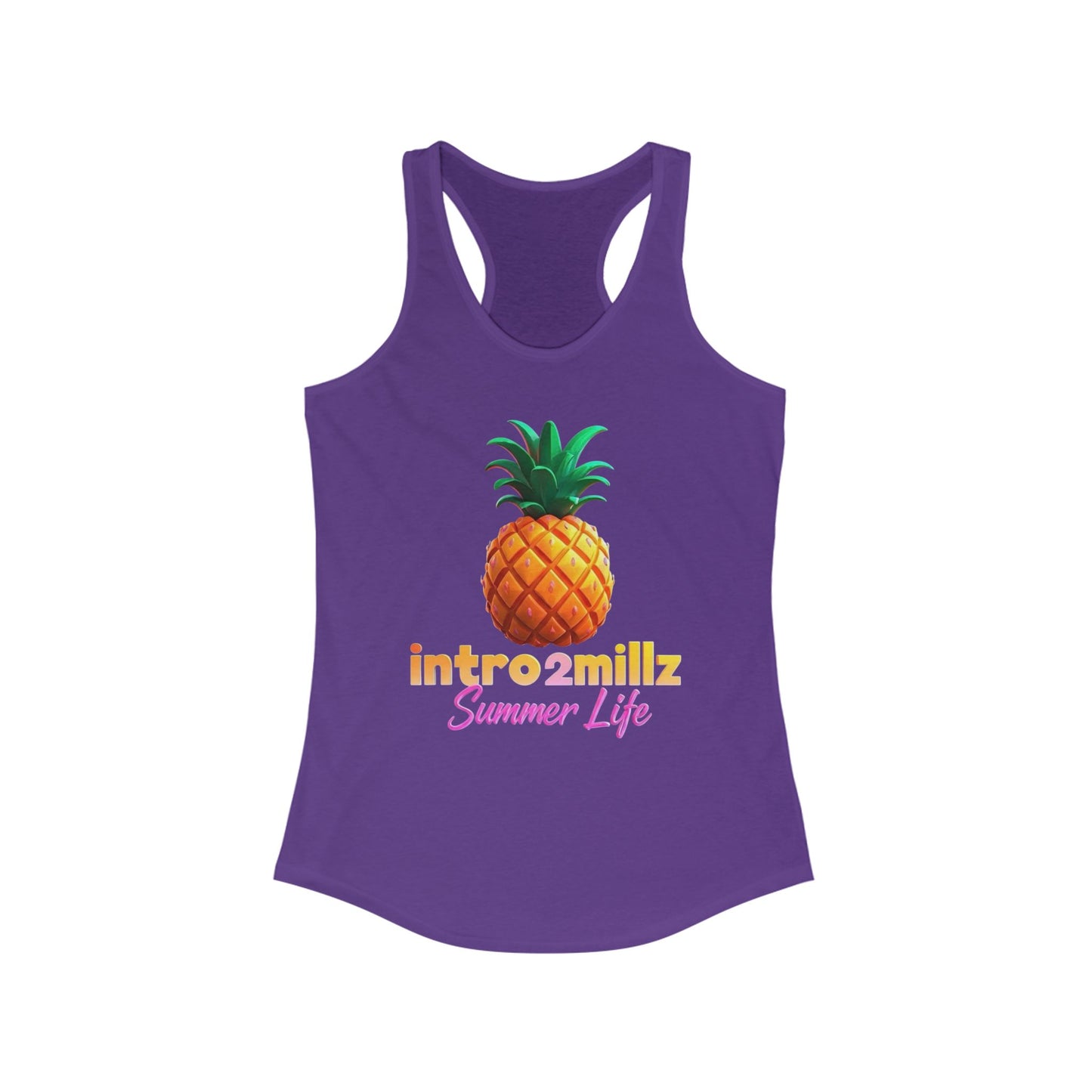 Summer Vibes Racerback Tank, Casual Summer Top, Women's Summer Tank, Cool Graphic Tee, Pineapple Print Shirt, Vacation Essential