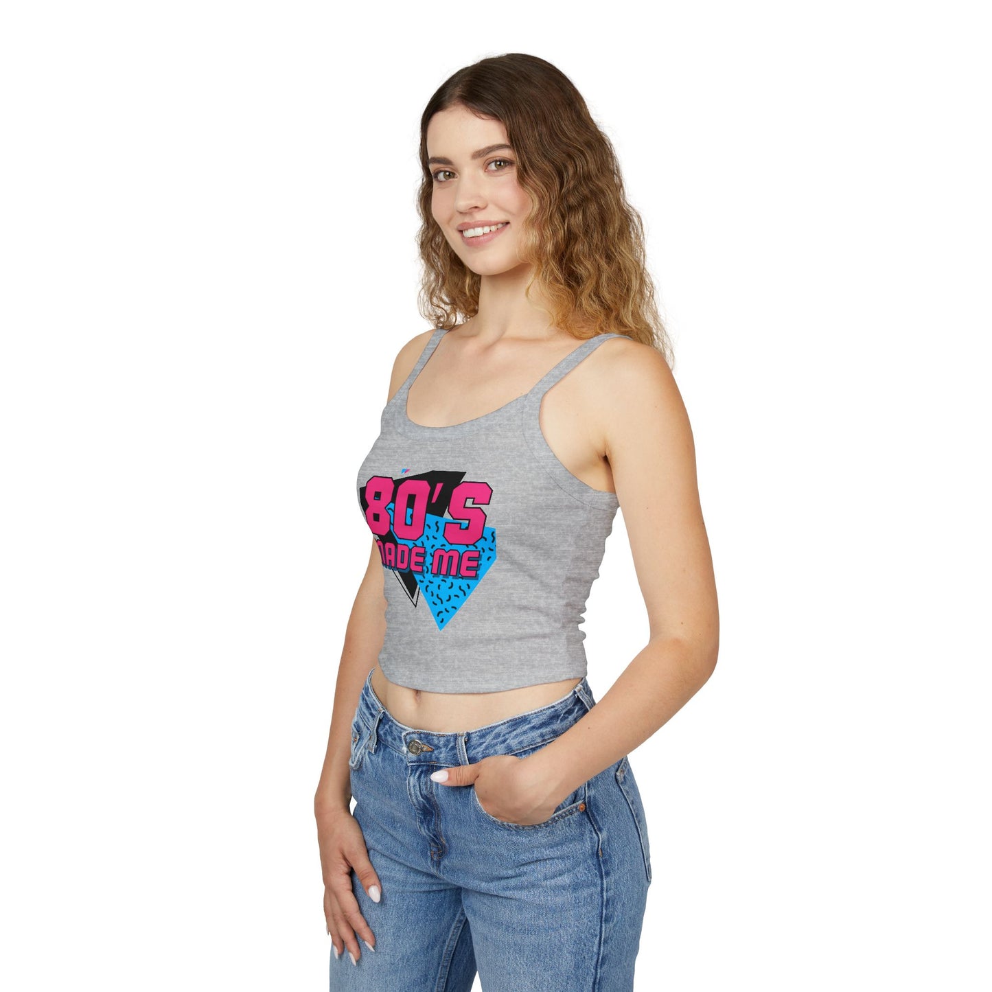 Retro 80's Made Me Spaghetti Strap Tank Top, 80s Party Wear, Summer Top, Vintage Style, Gift for Nostalgia Lovers
