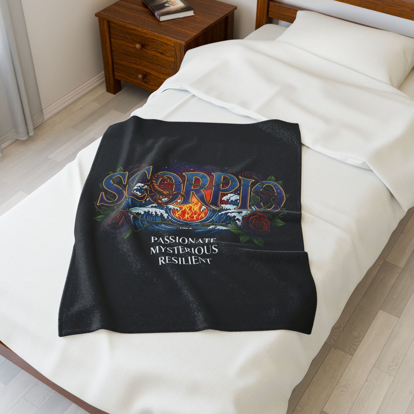 Scorpio Velveteen Plush Blanket, Zodiac Gift, Astrology Throw, Cozy Bed Cover, Mystical Home Decor, Perfect for Horoscope Lovers