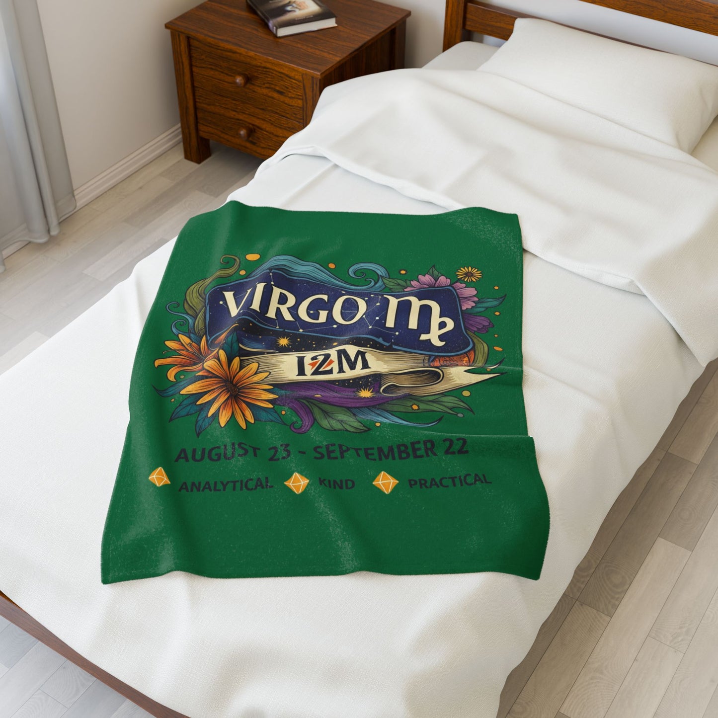 Virgo Zodiac Velveteen Plush Blanket, Astrology Gift, Cozy Throw for Virgo, Birthday or Zodiac Decor, Soft Blanket, Personalized Gift