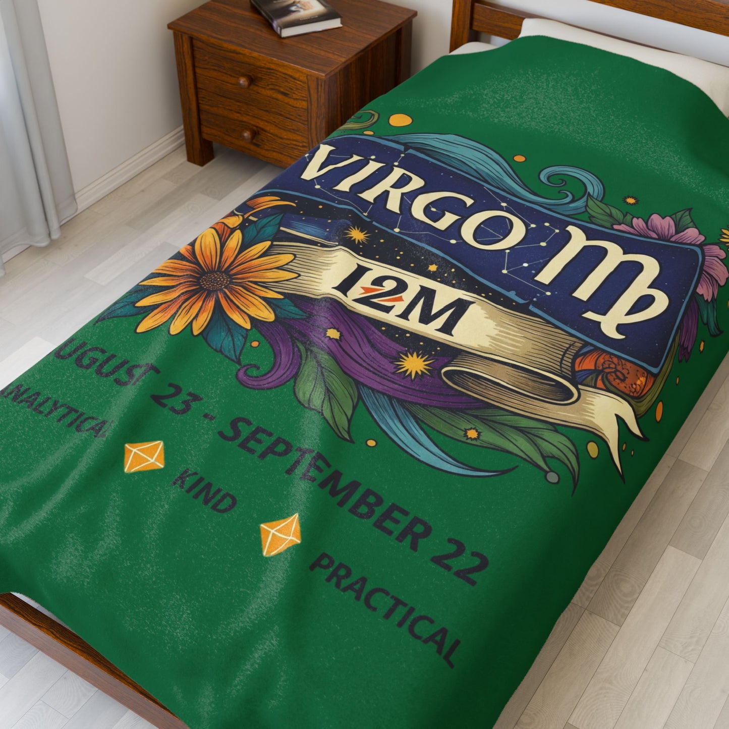 Virgo Zodiac Velveteen Plush Blanket, Astrology Gift, Cozy Throw for Virgo, Birthday or Zodiac Decor, Soft Blanket, Personalized Gift