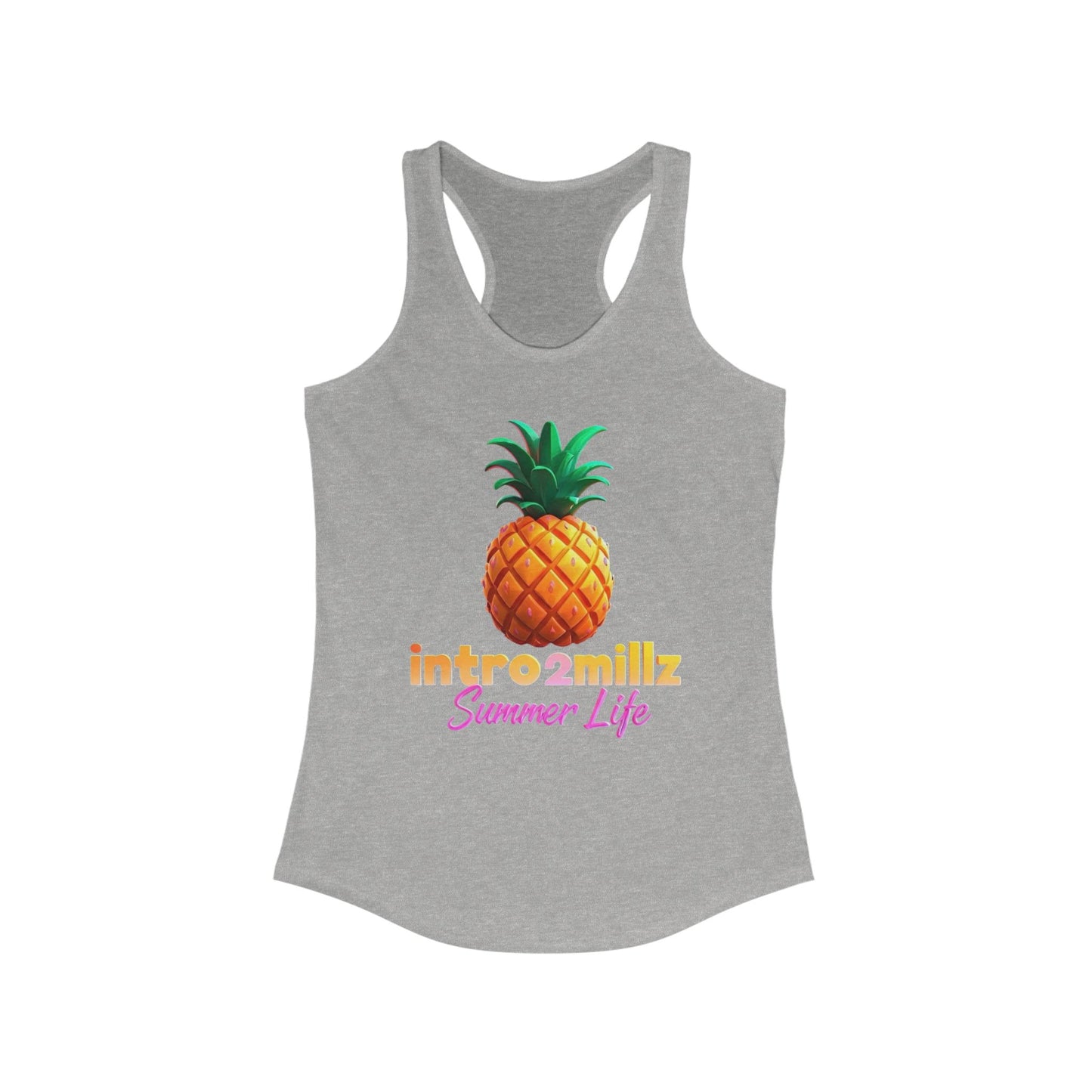 Summer Vibes Racerback Tank, Casual Summer Top, Women's Summer Tank, Cool Graphic Tee, Pineapple Print Shirt, Vacation Essential