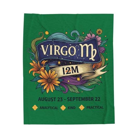 Virgo Zodiac Velveteen Plush Blanket, Astrology Gift, Cozy Throw for Virgo, Birthday or Zodiac Decor, Soft Blanket, Personalized Gift