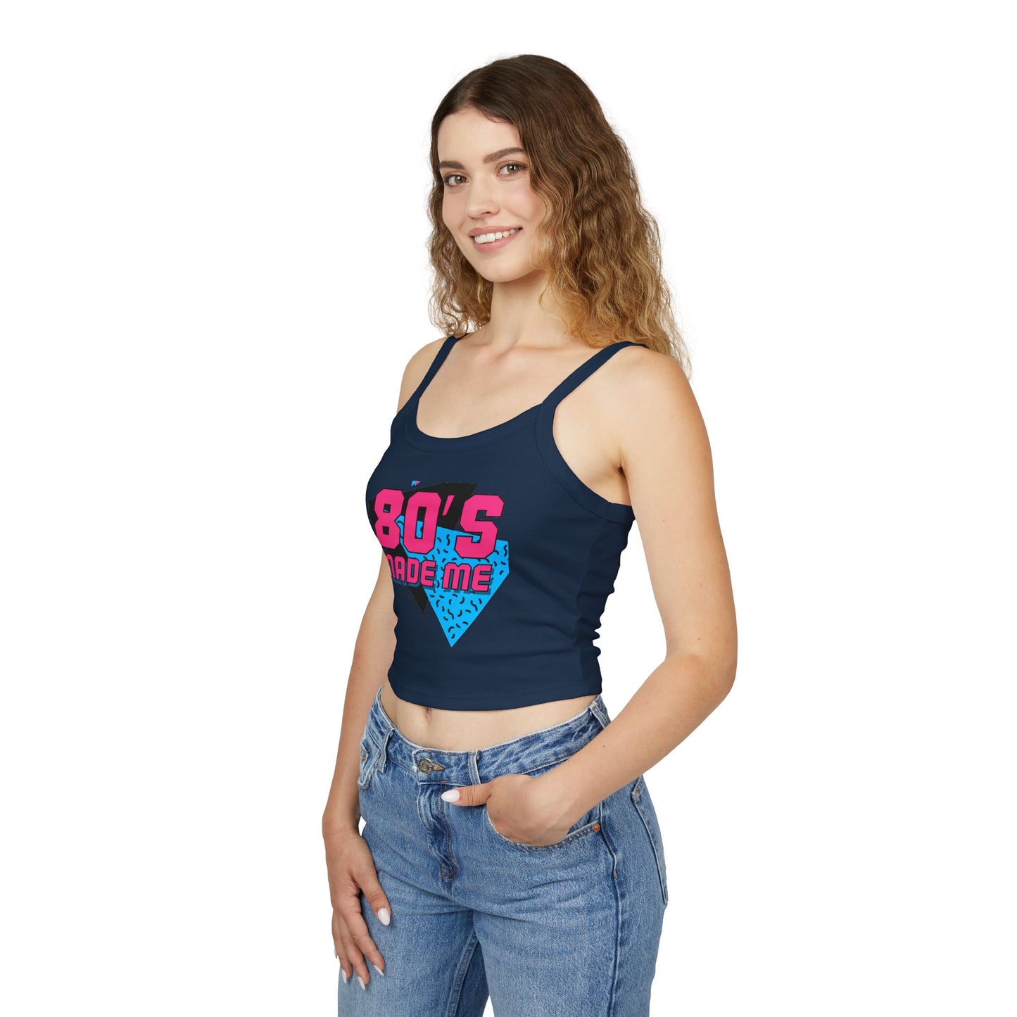 Retro 80's Made Me Spaghetti Strap Tank Top, 80s Party Wear, Summer Top, Vintage Style, Gift for Nostalgia Lovers