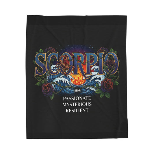 Scorpio Velveteen Plush Blanket, Zodiac Gift, Astrology Throw, Cozy Bed Cover, Mystical Home Decor, Perfect for Horoscope Lovers