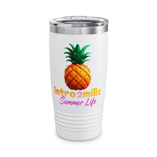 Pineapple Summer Life Tumbler, 20oz Insulated Drinkware for Beach Lovers, Travel Mug, Birthday Gift, Tropical Vibes, Summer Party Favor