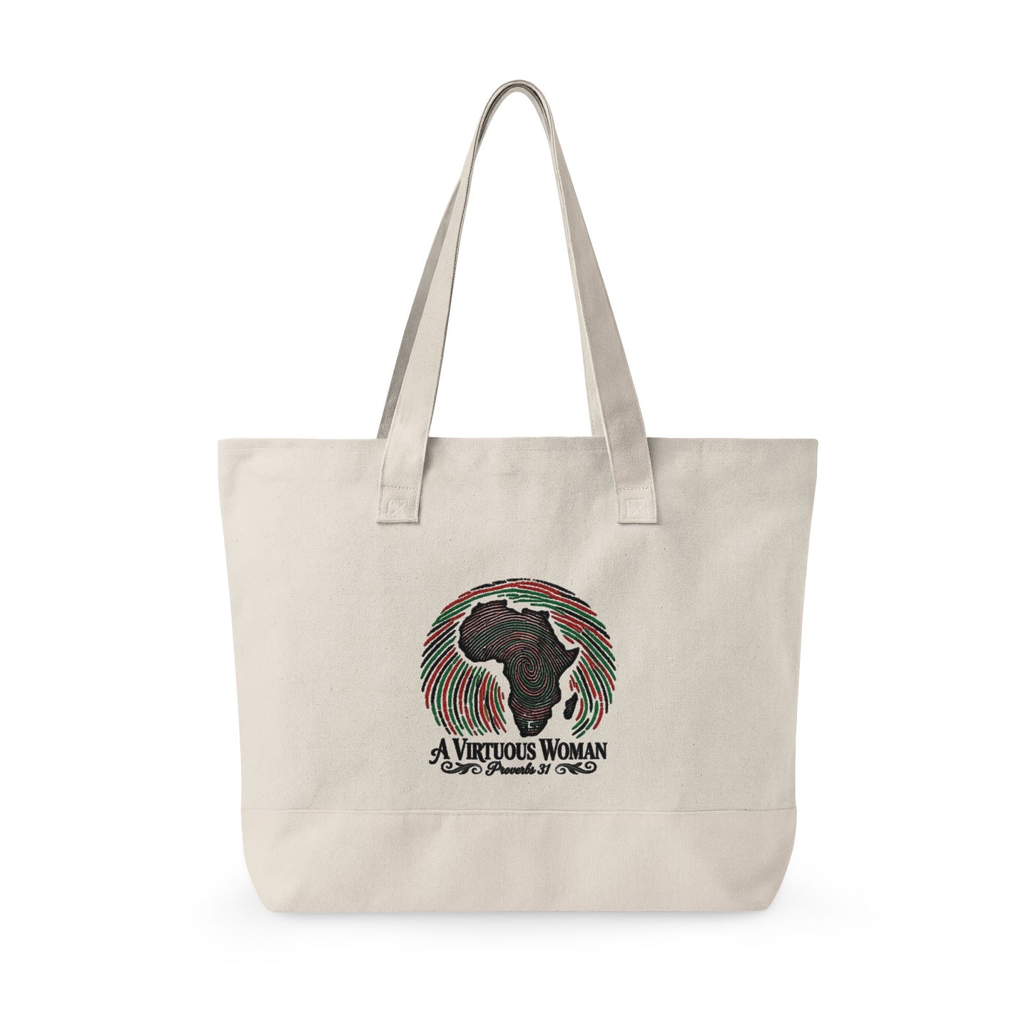 Zippered Canvas Tote – Afrocentric Earth Art Tote with Africa Silhouette & Pan-African Colors