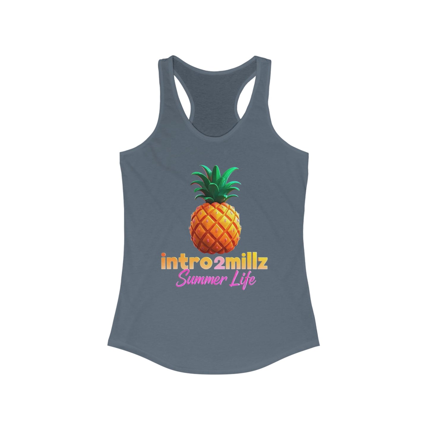 Summer Vibes Racerback Tank, Casual Summer Top, Women's Summer Tank, Cool Graphic Tee, Pineapple Print Shirt, Vacation Essential