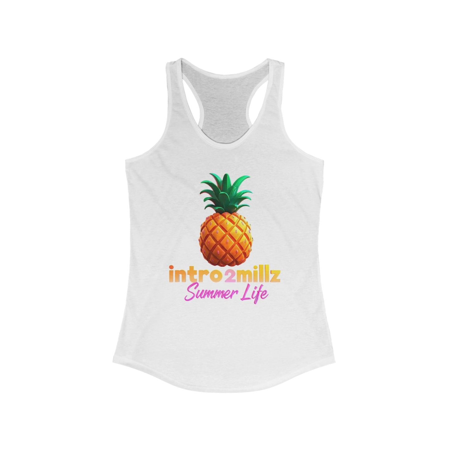 Summer Vibes Racerback Tank, Casual Summer Top, Women's Summer Tank, Cool Graphic Tee, Pineapple Print Shirt, Vacation Essential