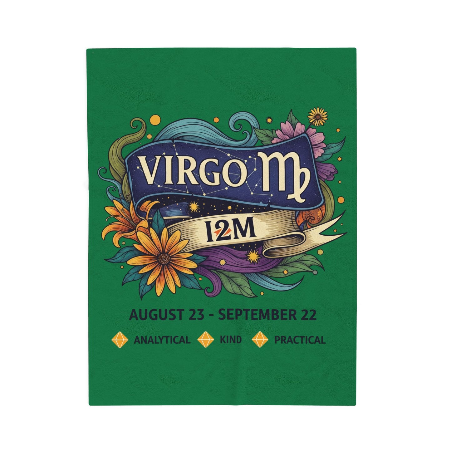 Virgo Zodiac Velveteen Plush Blanket, Astrology Gift, Cozy Throw for Virgo, Birthday or Zodiac Decor, Soft Blanket, Personalized Gift