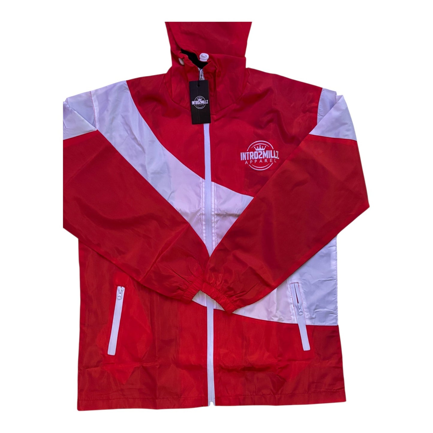 Red and white embroidery tracksuit