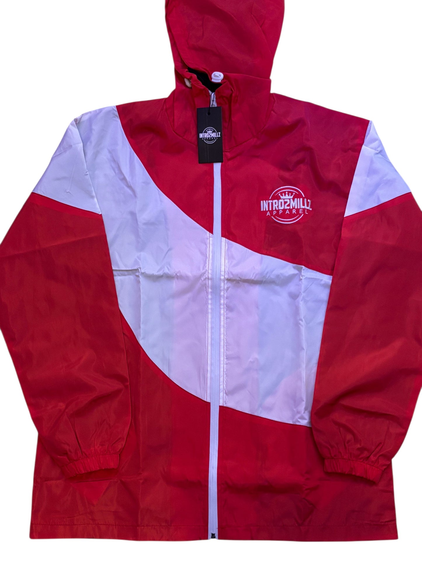 Red and white embroidery tracksuit